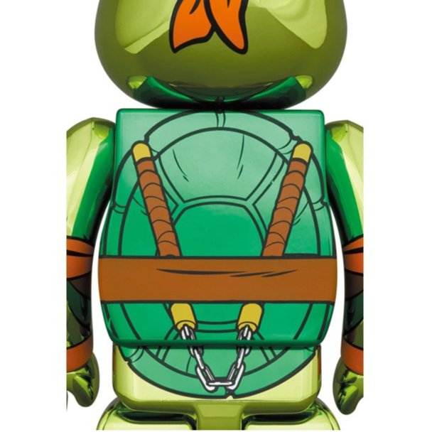 400% & 100% Bearbrick Sæt - Michelangelo Chrome (Teenage Mutant Ninja