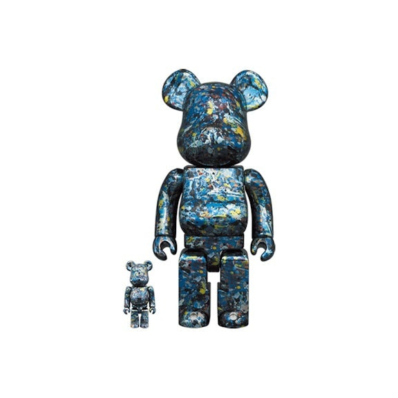 Set Bearbrick 400% & 100% – Jackson Pollock Studio (Chrome Ver.)