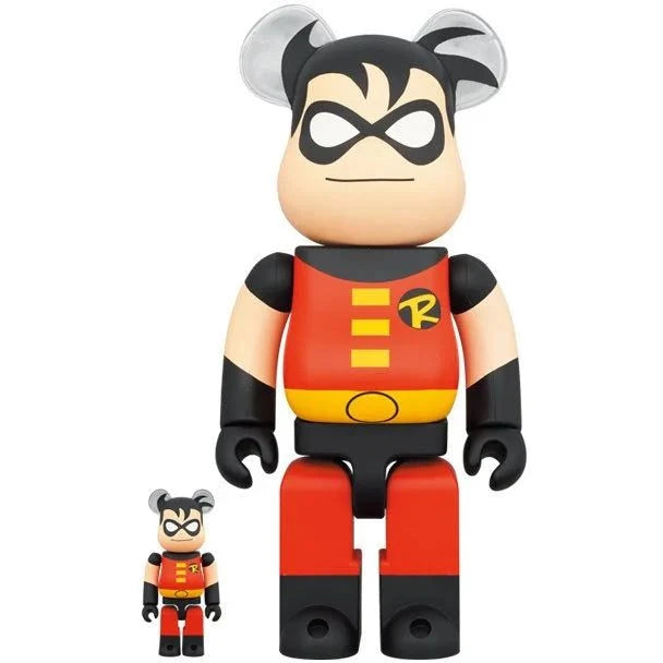 400% & 100% Bearbrick Robin from The New Batman Adventures with iconic costume.
