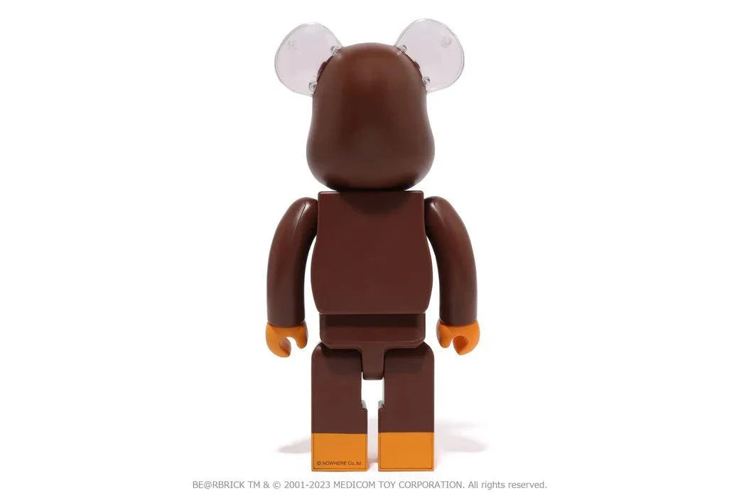 400% Bearbrick Baby Milo by BAPE, Ear Clear version, featuring unique clear ear design, 28 cm collectible art toy.