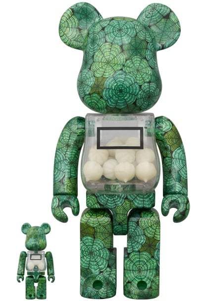 400% & 100% Bearbrick Euphorbia obesa GID set with glow-in-the-dark botanical design.
