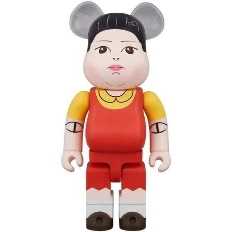 400% Bearbrick - Young-Hee inspired by Squid Game, iconic collectible toy by Medicom Toy.