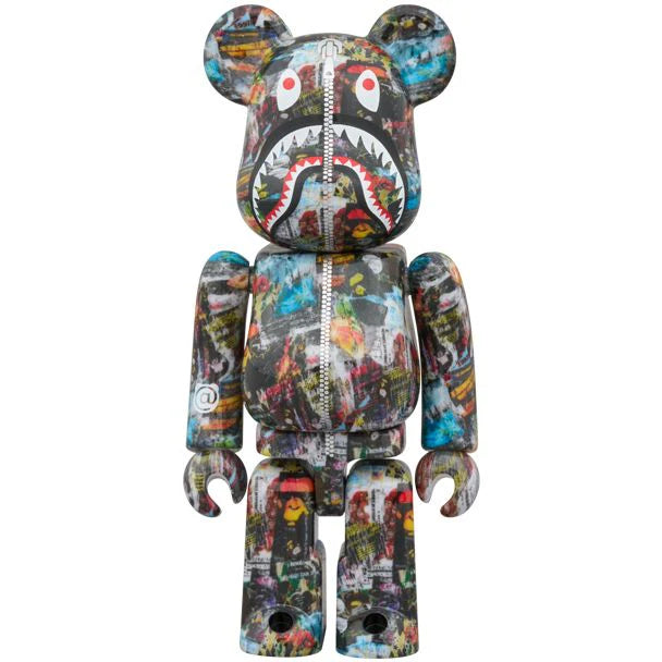400% & 100% Bearbrick 3 pcs sæt - BAPE(R) LEGACY CAMO SHARK (Red ver.)-Medicom Toy-Bearbrick