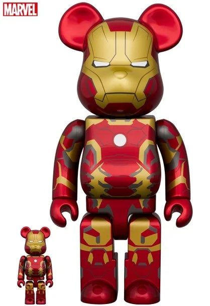 400% & 100% Bearbrick - Iron Man - Mark 43 (Infinity Saga)-Medicom Toy-Bearbrick