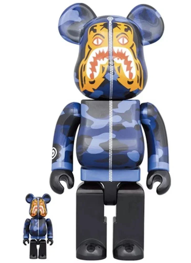 Bearbrick 400% & 100% set - Camo Tiger par BAPE (Version Bleue)