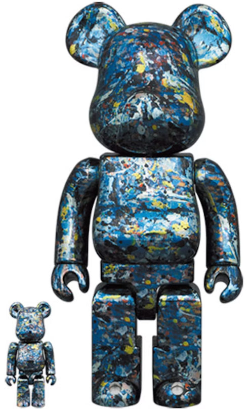 Set Bearbrick 400 % & 100 % – Jackson Pollock Studio (Chrome Ver.)