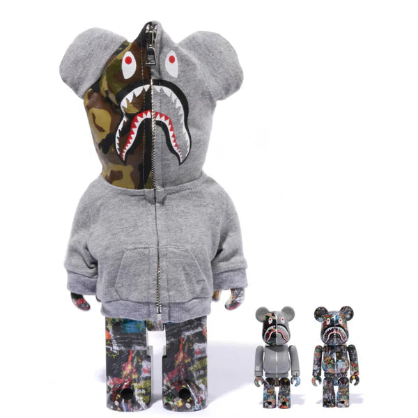 Bearbrick 400% & 100% set 3 pièces - BAPE(R) LEGACY CAMO SHARK (Versio