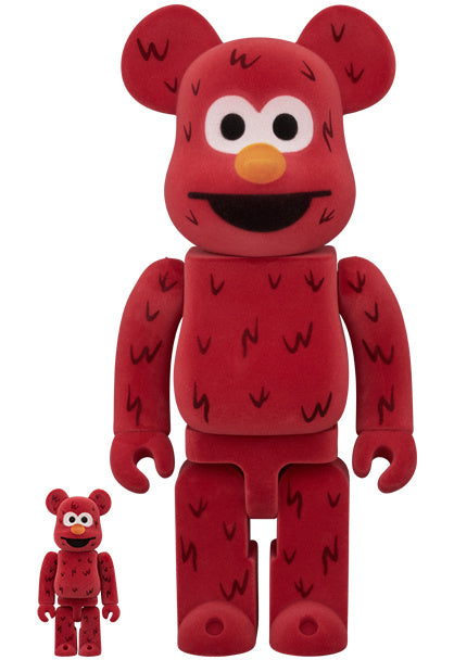 Coffret Bearbrick 400% & 100% - Elmo (Flocké)