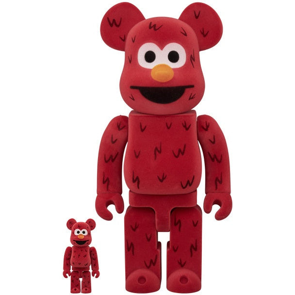Coffret Bearbrick 400% & 100% - Elmo (Flocké)