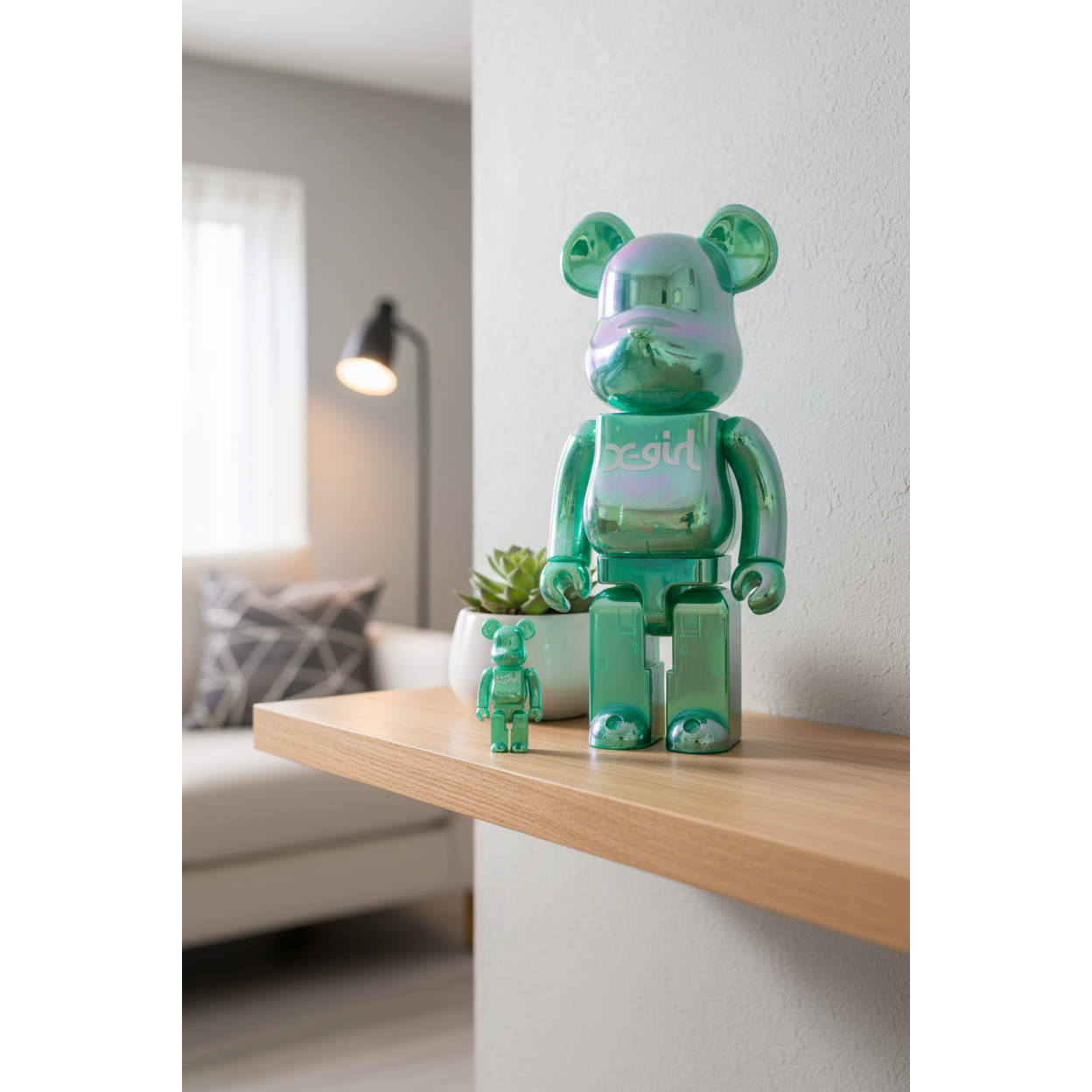 400% & 100% Bearbrick Set - X-girl (Clear Green)