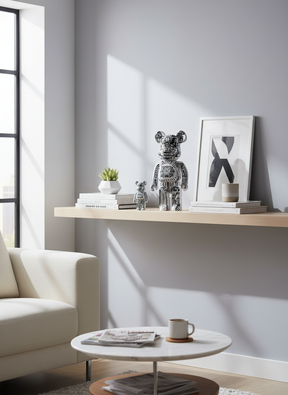 400% & 100% Bearbrick set - H.R. Giger (White Chrome)-Medicom Toy-Bearbrick