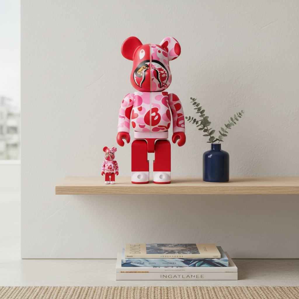 400% & 100% Bearbrick sæt - BAPE - Baby milo Shark Camo, Pink-Bearbrick-Bearbrick