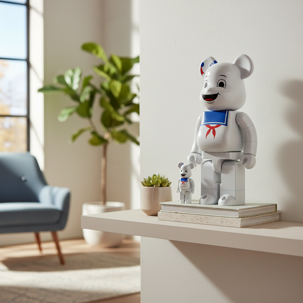 400% & 100% Bearbrick sæt - Stay Puft Marshmallow Man (White Chrome)-Medicom Toy-Bearbrick