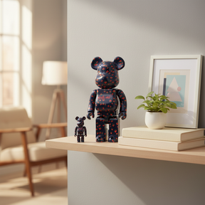 400% & 100% Bearbrick sæt - Muveil (Strawberry)-Medicom Toy-Bearbrick