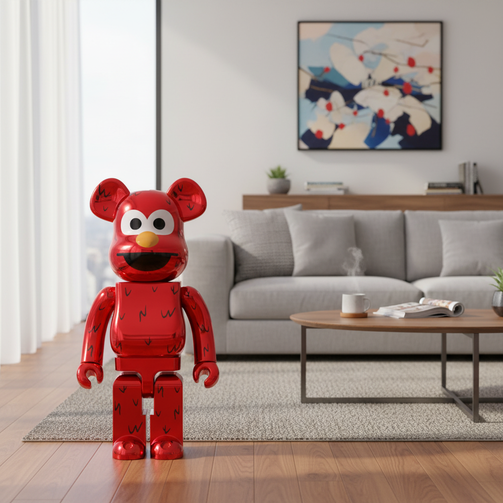 1000% Bearbrick Sæt - Elmo (Chrome)-Medicom Toy-Bearbrick