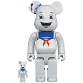 400% & 100%  Bearbrick sæt - Stay Puft Marshmallow Man (White Chrome)