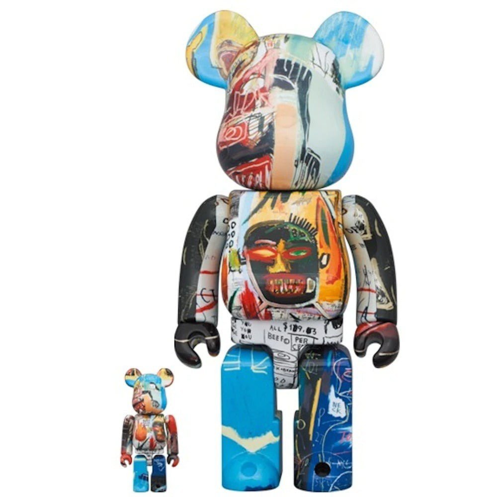 Special Edition Basquiat Bearbrick Set 400% & 100% with vibrant artwork.