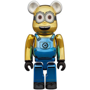 400% & 100% Bearbrick sæt - Minion Dave (Chrome ed.)