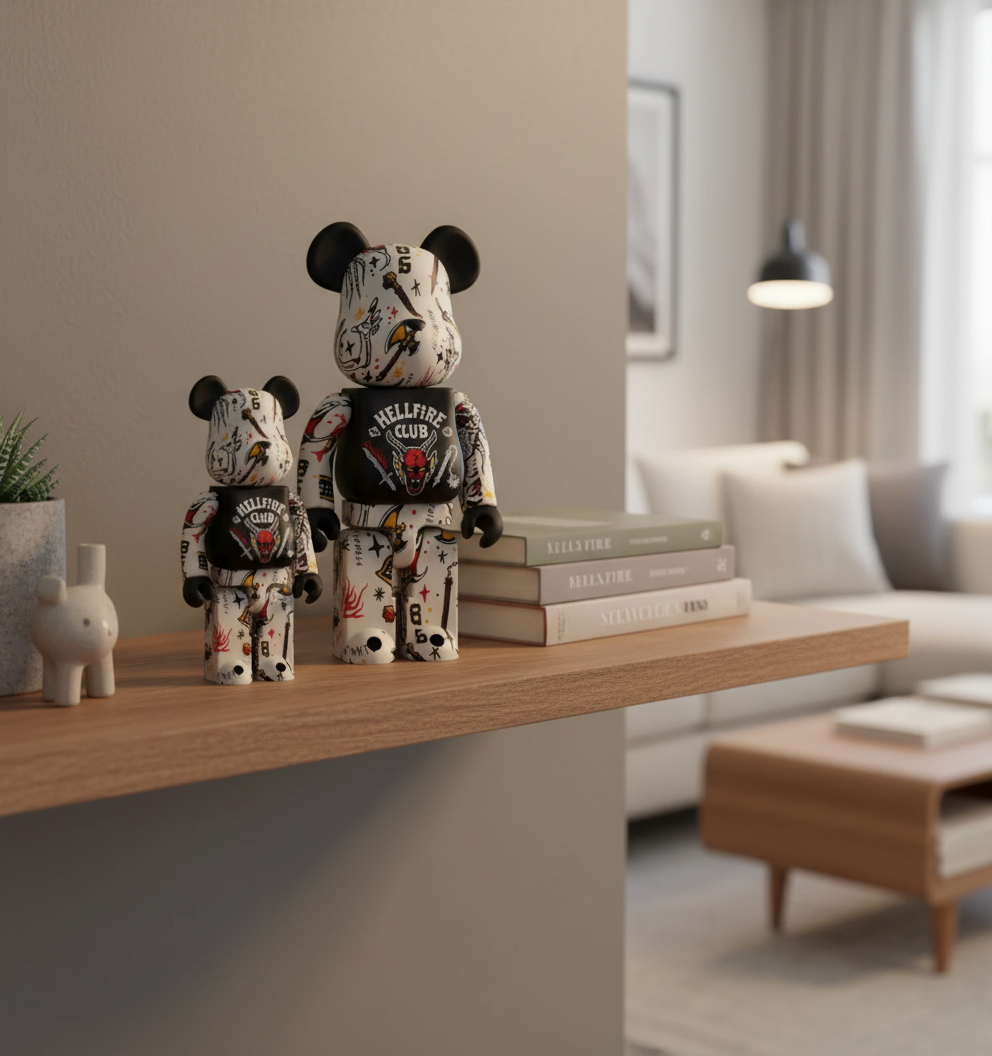 400% & 100% Bearbrick Set - Hellfire Club (Stranger Things)