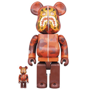 Coffret Bearbrick 400% & 100% - Camo Tiger par BAPE (version rouge)