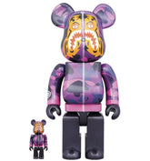 400% & 100% Bearbrick set - Camo Tiger by BAPE (Purple ver.)