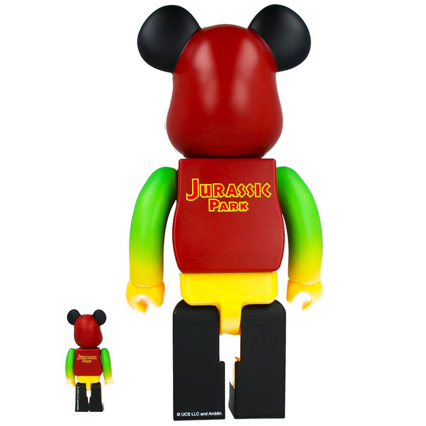Set Bearbrick 400% & 100% - Jurassic Park (Vert & Jaune)