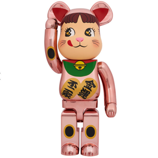 1000% Bearbrick - Peko-Chan Maneki Neko (Pink Gold)