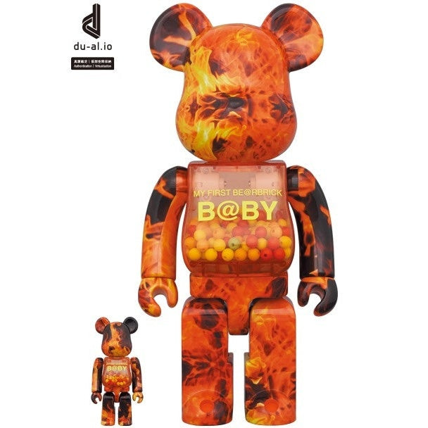 400% & 100% Bearbrick set - My First Bearbrick Baby (Flame)