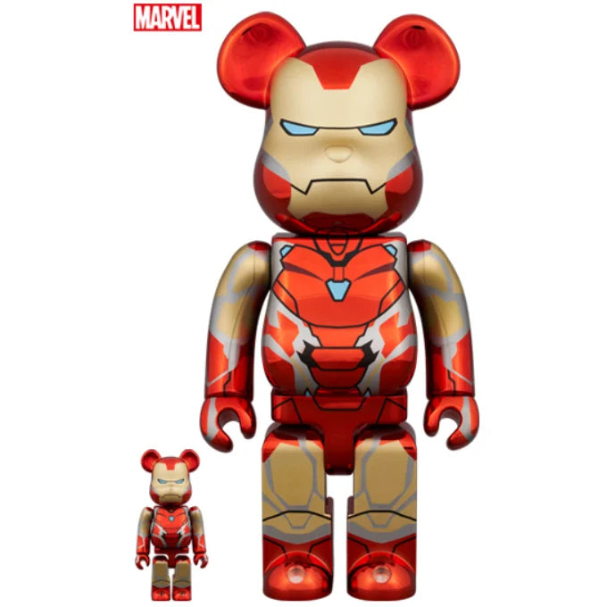 400% & 100% Bearbrick - Iron Man - Mark 85 Chrome ed. (BWWT3)